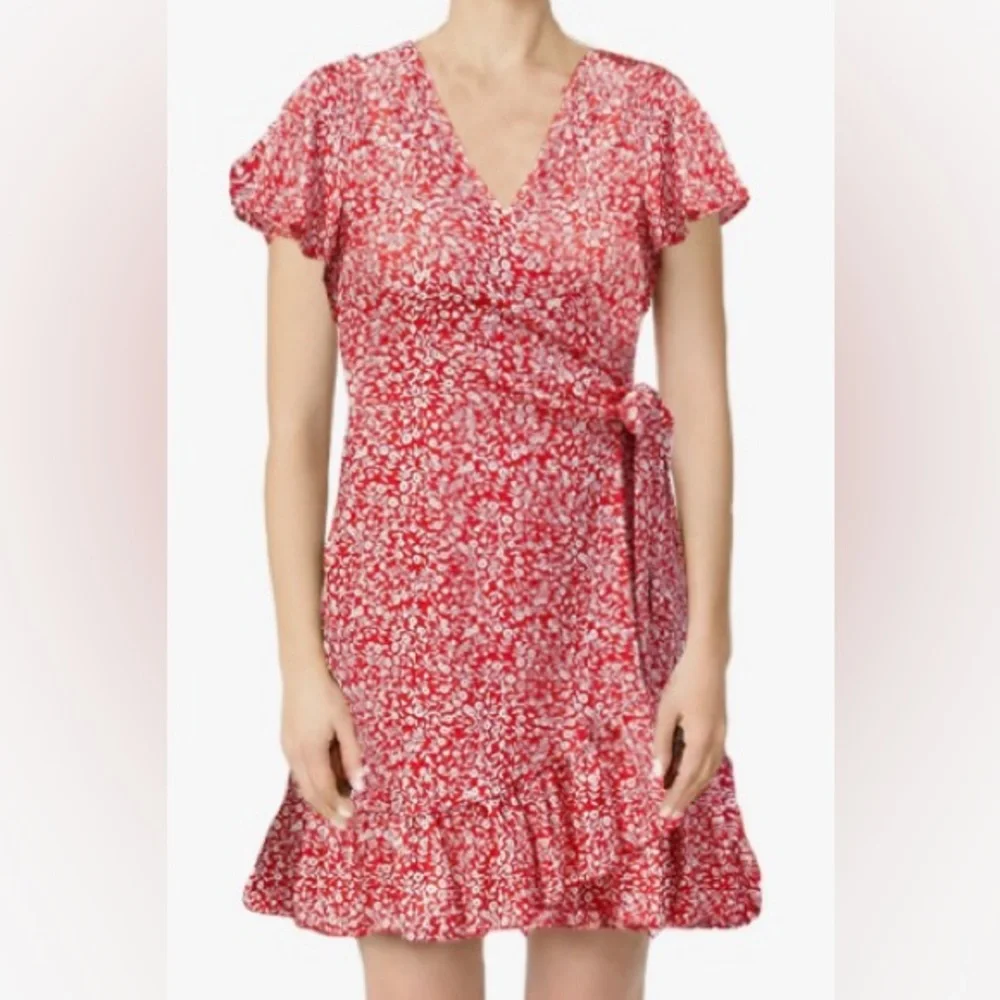 Naggoo Red Ditsy Floral Wrap Ruffle sundress size small - Picture 13 of 14